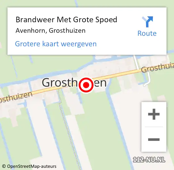 Locatie op kaart van de 112 melding: Brandweer Met Grote Spoed Naar Avenhorn, Grosthuizen op 25 juli 2024 13:32