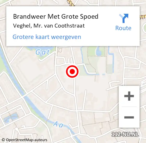 Locatie op kaart van de 112 melding: Brandweer Met Grote Spoed Naar Veghel, Mr. van Coothstraat op 25 juli 2024 13:56