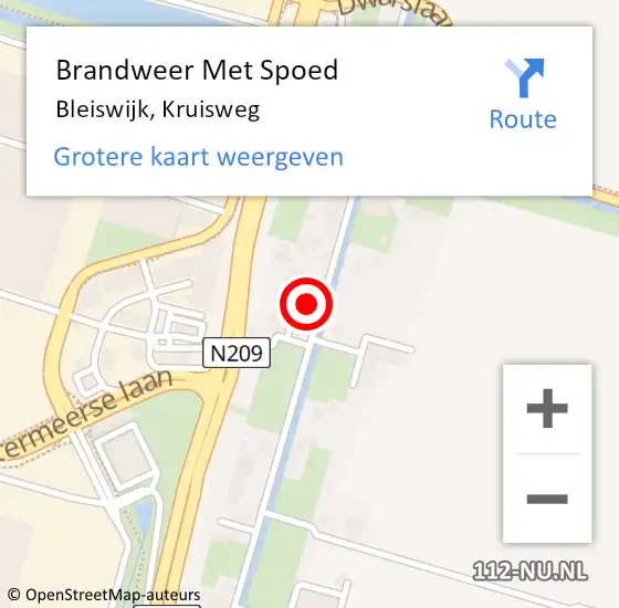 Locatie op kaart van de 112 melding: Brandweer Met Spoed Naar Bleiswijk, Kruisweg op 25 juli 2024 13:58