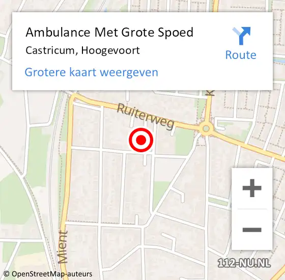 Locatie op kaart van de 112 melding: Ambulance Met Grote Spoed Naar Castricum, Hoogevoort op 25 juli 2024 14:06