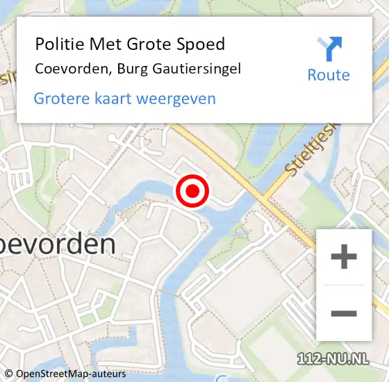 Locatie op kaart van de 112 melding: Politie Met Grote Spoed Naar Coevorden, Burg Gautiersingel op 25 juli 2024 14:07