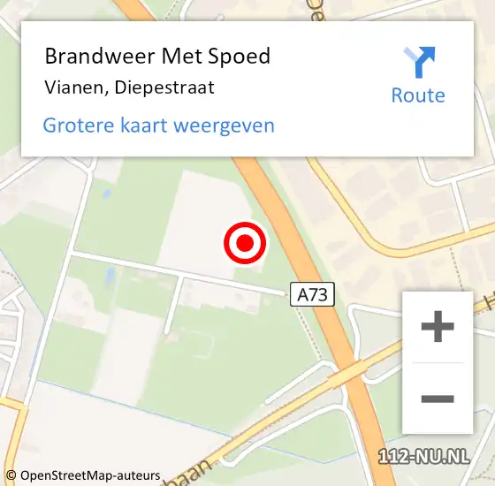 Locatie op kaart van de 112 melding: Brandweer Met Spoed Naar Vianen, Diepestraat op 25 juli 2024 14:10