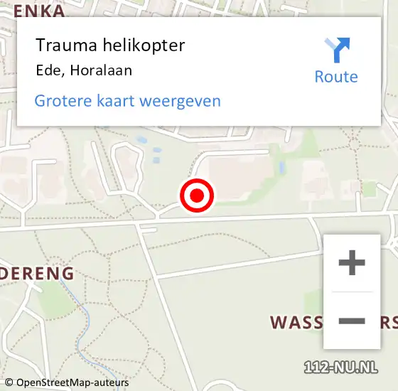 Locatie op kaart van de 112 melding: Trauma helikopter Ede, Horalaan op 25 juli 2024 14:33