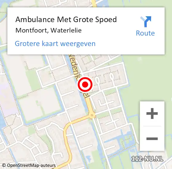 Locatie op kaart van de 112 melding: Ambulance Met Grote Spoed Naar Montfoort, Waterlelie op 14 oktober 2014 10:39