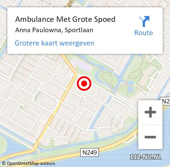 Locatie op kaart van de 112 melding: Ambulance Met Grote Spoed Naar Anna Paulowna, Sportlaan op 25 juli 2024 15:07