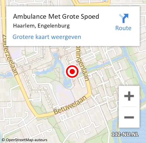 Locatie op kaart van de 112 melding: Ambulance Met Grote Spoed Naar Haarlem, Engelenburg op 25 juli 2024 15:18