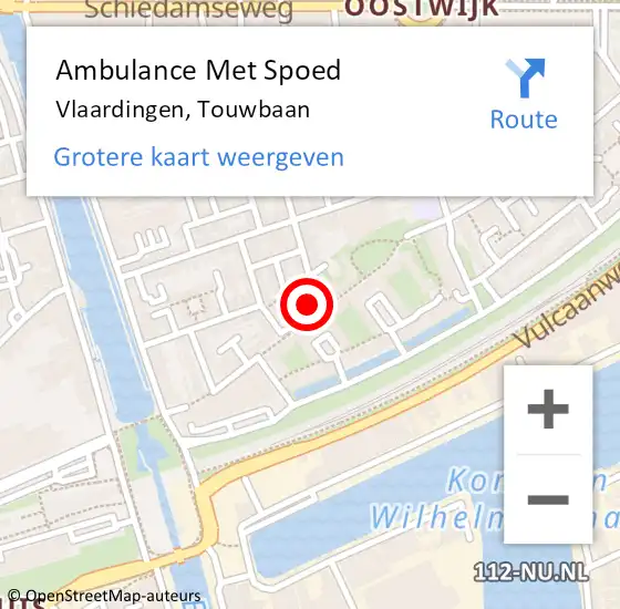 Locatie op kaart van de 112 melding: Ambulance Met Spoed Naar Vlaardingen, Touwbaan op 25 juli 2024 15:28