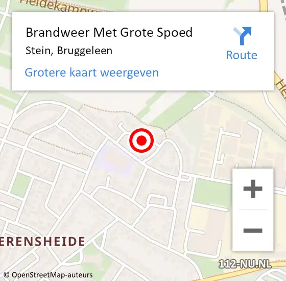 Locatie op kaart van de 112 melding: Brandweer Met Grote Spoed Naar Stein, Bruggeleen op 25 juli 2024 15:30