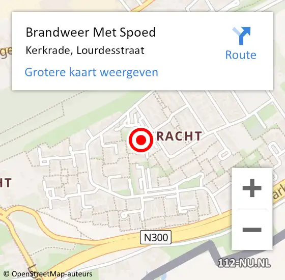 Locatie op kaart van de 112 melding: Brandweer Met Spoed Naar Kerkrade, Lourdesstraat op 25 juli 2024 15:33