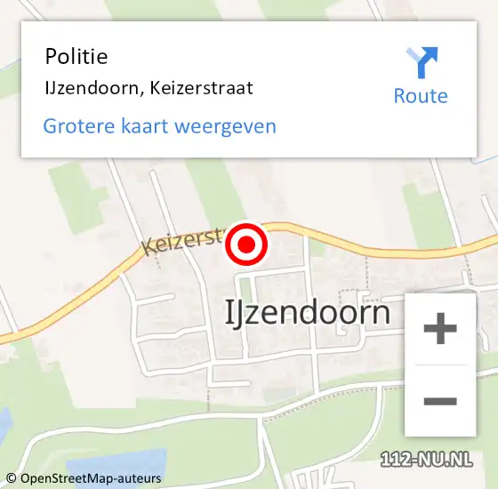 Locatie op kaart van de 112 melding: Politie IJzendoorn, Keizerstraat op 25 juli 2024 15:41