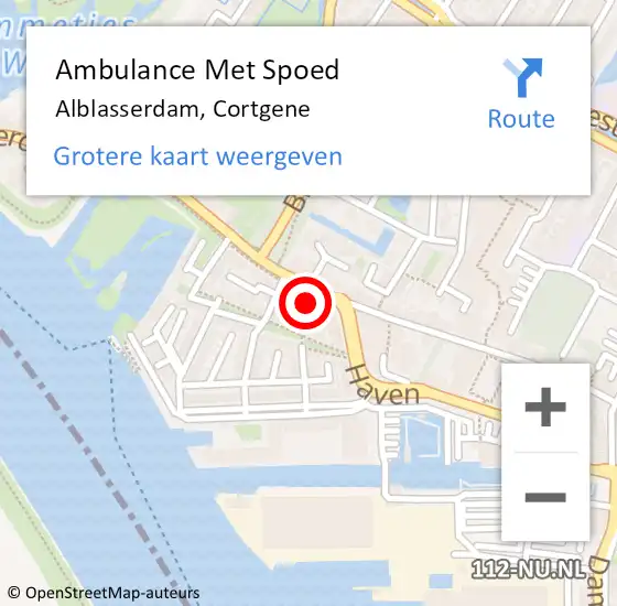 Locatie op kaart van de 112 melding: Ambulance Met Spoed Naar Alblasserdam, Cortgene op 25 juli 2024 15:46