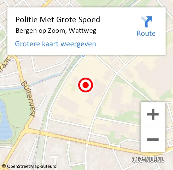 Locatie op kaart van de 112 melding: Politie Met Grote Spoed Naar Bergen op Zoom, Wattweg op 25 juli 2024 15:49