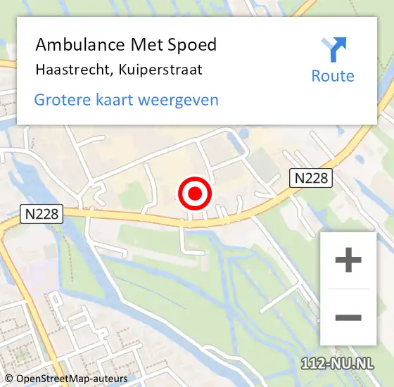 Locatie op kaart van de 112 melding: Ambulance Met Spoed Naar Haastrecht, Kuiperstraat op 25 juli 2024 15:54