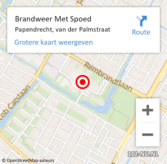 Locatie op kaart van de 112 melding: Brandweer Met Spoed Naar Papendrecht, van der Palmstraat op 25 juli 2024 15:59