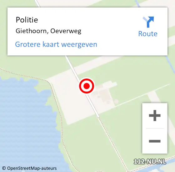 Locatie op kaart van de 112 melding: Politie Giethoorn, Oeverweg op 25 juli 2024 16:05