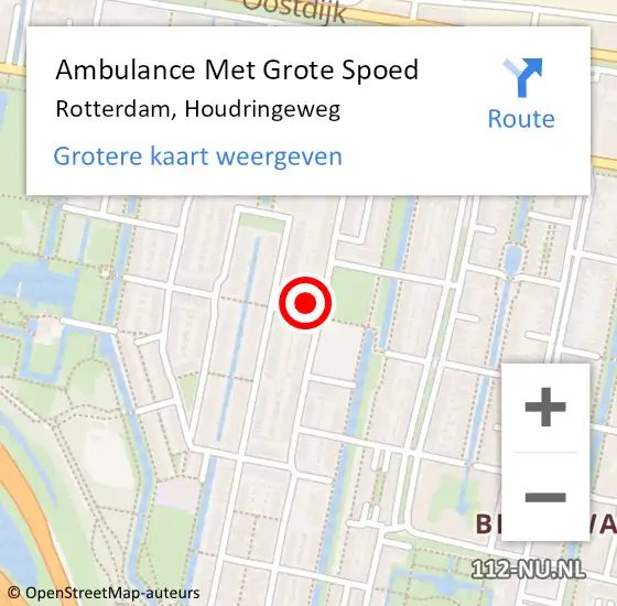 Locatie op kaart van de 112 melding: Ambulance Met Grote Spoed Naar Rotterdam, Houdringeweg op 25 juli 2024 16:06