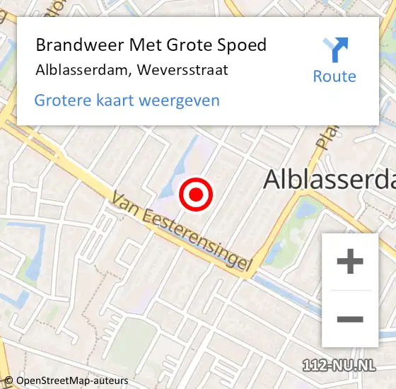 Locatie op kaart van de 112 melding: Brandweer Met Grote Spoed Naar Alblasserdam, Weversstraat op 25 juli 2024 16:11