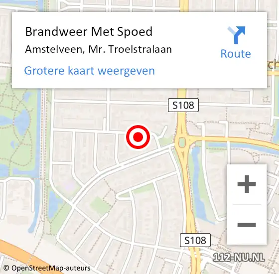 Locatie op kaart van de 112 melding: Brandweer Met Spoed Naar Amstelveen, Mr. Troelstralaan op 25 juli 2024 16:11