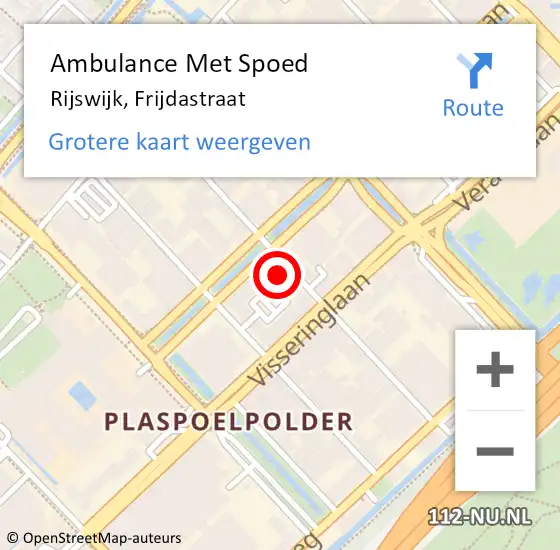 Locatie op kaart van de 112 melding: Ambulance Met Spoed Naar Rijswijk, Frijdastraat op 25 juli 2024 16:17