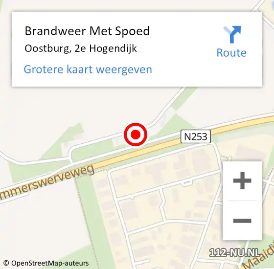 Locatie op kaart van de 112 melding: Brandweer Met Spoed Naar Oostburg, 2e Hogendijk op 25 juli 2024 16:42