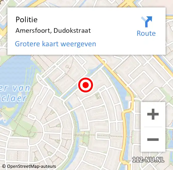 Locatie op kaart van de 112 melding: Politie Amersfoort, Dudokstraat op 25 juli 2024 16:43