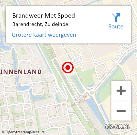 Locatie op kaart van de 112 melding: Brandweer Met Spoed Naar Barendrecht, Zuideinde op 25 juli 2024 16:51