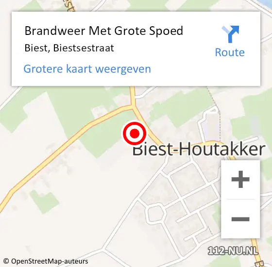 Locatie op kaart van de 112 melding: Brandweer Met Grote Spoed Naar Biest, Biestsestraat op 25 juli 2024 17:04