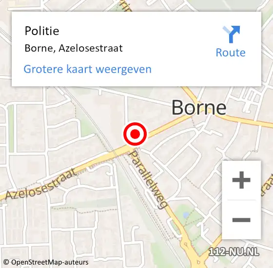 Locatie op kaart van de 112 melding: Politie Borne, Azelosestraat op 25 juli 2024 17:10