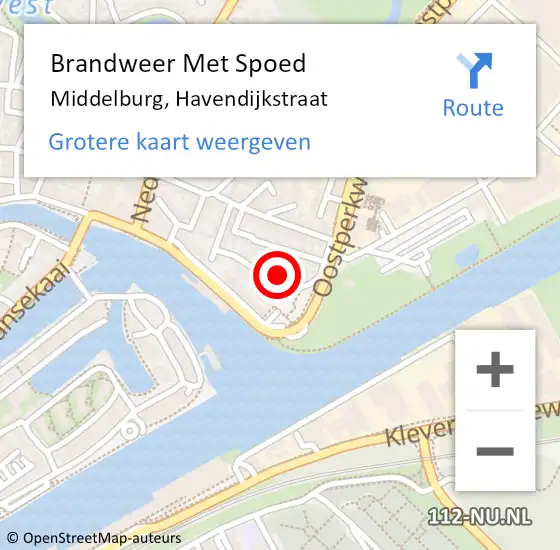 Locatie op kaart van de 112 melding: Brandweer Met Spoed Naar Middelburg, Havendijkstraat op 25 juli 2024 17:10