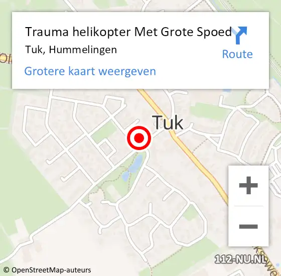 Locatie op kaart van de 112 melding: Trauma helikopter Met Grote Spoed Naar Tuk, Hummelingen op 25 juli 2024 17:15