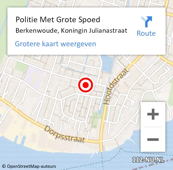 Locatie op kaart van de 112 melding: Politie Met Grote Spoed Naar Berkenwoude, Koningin Julianastraat op 25 juli 2024 17:18