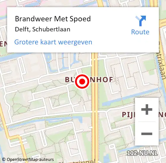 Locatie op kaart van de 112 melding: Brandweer Met Spoed Naar Delft, Schubertlaan op 25 juli 2024 17:35