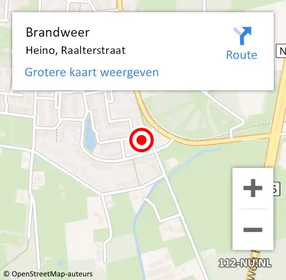 Locatie op kaart van de 112 melding: Brandweer Heino, Raalterstraat op 25 juli 2024 17:39