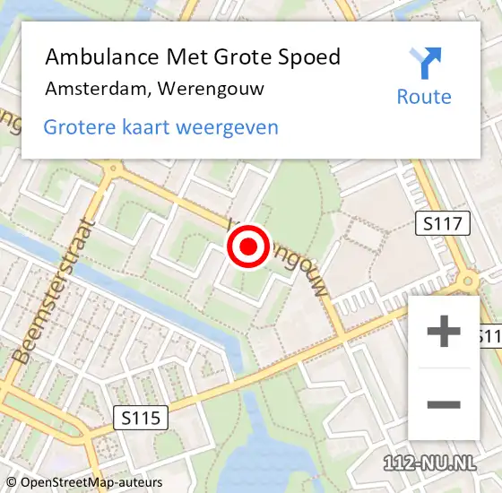 Locatie op kaart van de 112 melding: Ambulance Met Grote Spoed Naar Amsterdam, Werengouw op 25 juli 2024 17:40