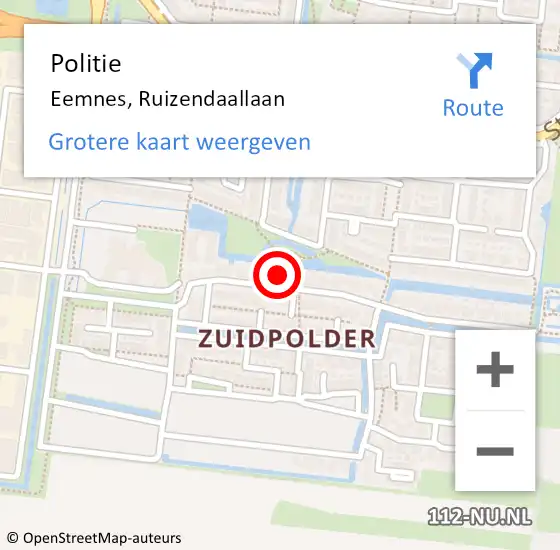 Locatie op kaart van de 112 melding: Politie Eemnes, Ruizendaallaan op 25 juli 2024 17:45