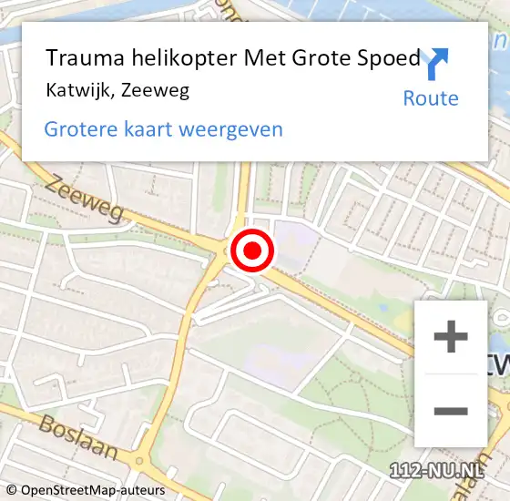 Locatie op kaart van de 112 melding: Trauma helikopter Met Grote Spoed Naar Katwijk, Zeeweg op 25 juli 2024 18:01