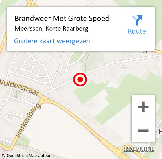 Locatie op kaart van de 112 melding: Brandweer Met Grote Spoed Naar Meerssen, Korte Raarberg op 25 juli 2024 18:03