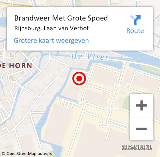 Locatie op kaart van de 112 melding: Brandweer Met Grote Spoed Naar Rijnsburg, Laan van Verhof op 25 juli 2024 18:13