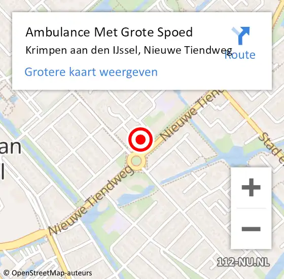 Locatie op kaart van de 112 melding: Ambulance Met Grote Spoed Naar Krimpen aan den IJssel, Nieuwe Tiendweg op 25 juli 2024 18:28