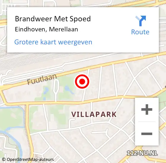 Locatie op kaart van de 112 melding: Brandweer Met Spoed Naar Eindhoven, Merellaan op 25 juli 2024 18:31