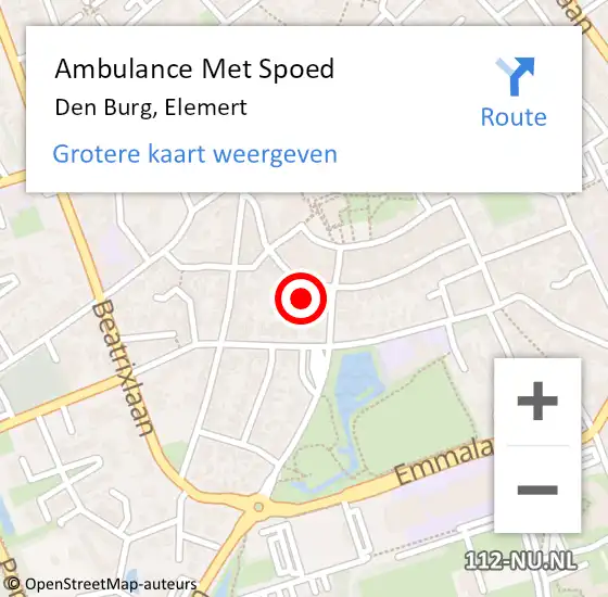 Locatie op kaart van de 112 melding: Ambulance Met Spoed Naar Den Burg, Elemert op 25 juli 2024 18:37