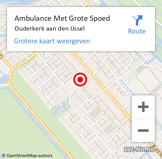 Locatie op kaart van de 112 melding: Ambulance Met Grote Spoed Naar Ouderkerk aan den IJssel op 25 juli 2024 18:38