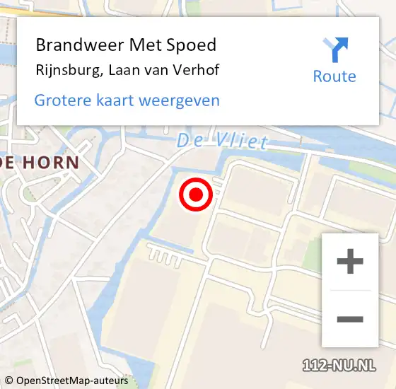 Locatie op kaart van de 112 melding: Brandweer Met Spoed Naar Rijnsburg, Laan van Verhof op 25 juli 2024 18:53