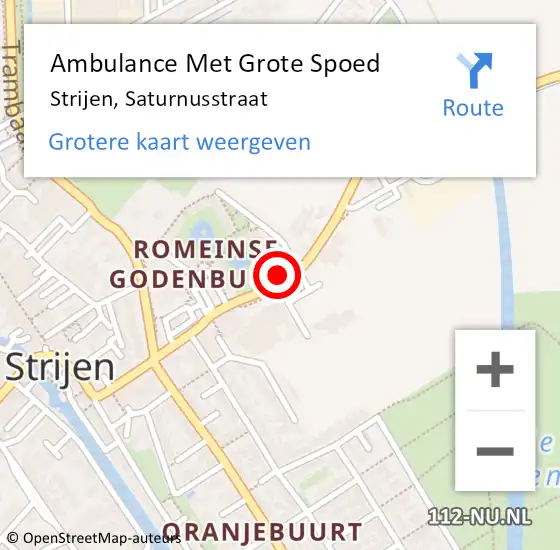 Locatie op kaart van de 112 melding: Ambulance Met Grote Spoed Naar Strijen, Saturnusstraat op 25 juli 2024 19:12