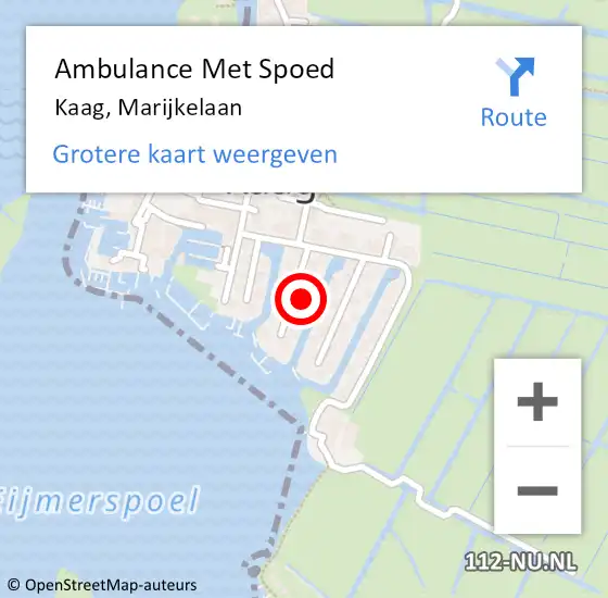 Locatie op kaart van de 112 melding: Ambulance Met Spoed Naar Kaag, Marijkelaan op 25 juli 2024 20:01