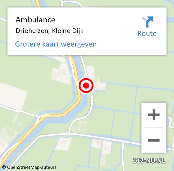 Locatie op kaart van de 112 melding: Ambulance Driehuizen, Kleine Dijk op 25 juli 2024 20:07