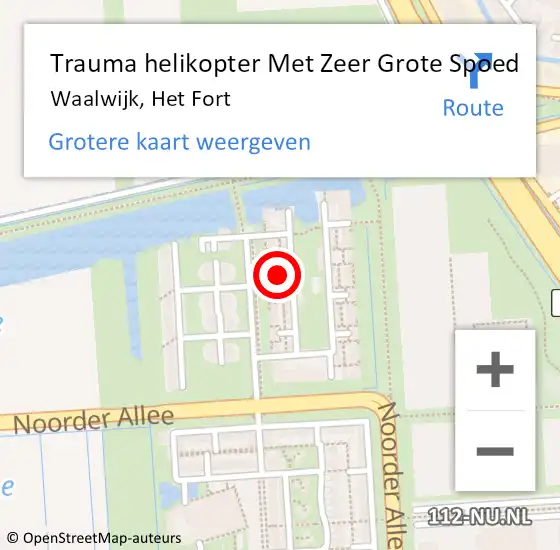 Locatie op kaart van de 112 melding: Trauma helikopter Met Zeer Grote Spoed Naar Waalwijk, Het Fort op 25 juli 2024 20:18