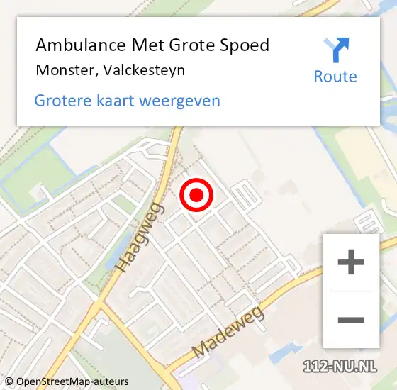 Locatie op kaart van de 112 melding: Ambulance Met Grote Spoed Naar Monster, Valckesteyn op 25 juli 2024 20:28