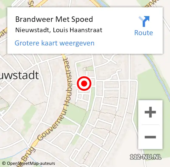 Locatie op kaart van de 112 melding: Brandweer Met Spoed Naar Nieuwstadt, Louis Haanstraat op 25 juli 2024 20:38