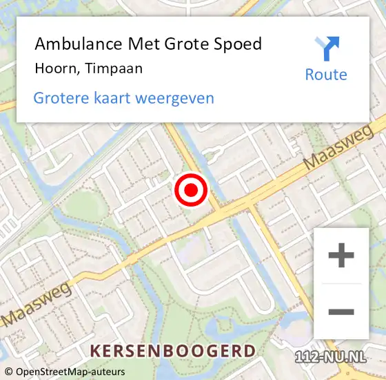 Locatie op kaart van de 112 melding: Ambulance Met Grote Spoed Naar Hoorn, Timpaan op 25 juli 2024 20:54